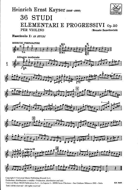 36 Studi Elementari E Progressivi Op. 20 - Fascicolo I: 12 Studi - pro housle